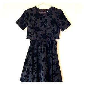 Topshop velvet floral embossed black mini dress with cutouts